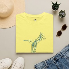 Hummingbird Line Art T-Shirt | Minimal Floral Illustration