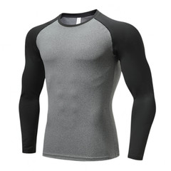 2 Packs Athletic Long Sleeve Compression Shirts Dry Fit Sports Gym Shirt Red