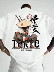 Anime Samurai Tokyo Warrior 100% Cotton T-Shirt Summer Loose Street Unisex Tee