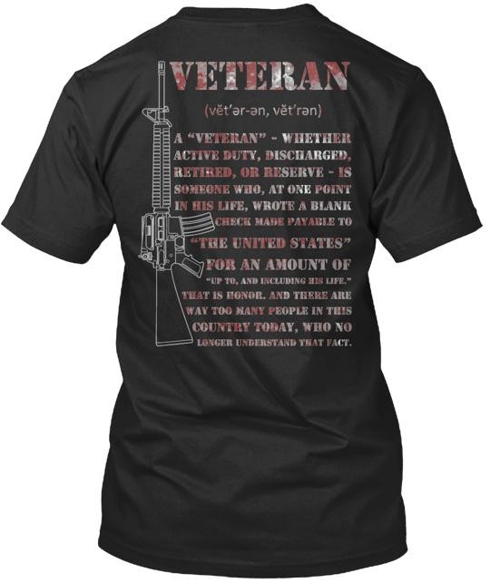 Veteran Definition T-Shirt Made in the USA Size S to 5XL