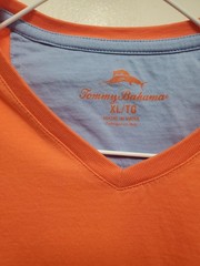 Tommy Bahama Mens XL Orange Pima Cotton V Neck Short Sleeve T Shirt Tee
