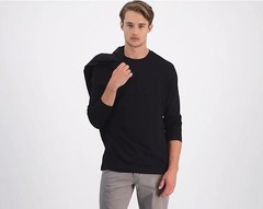 Alfani Alfatech Long Sleeve Crewneck T-Shirt Deep Black-2XL