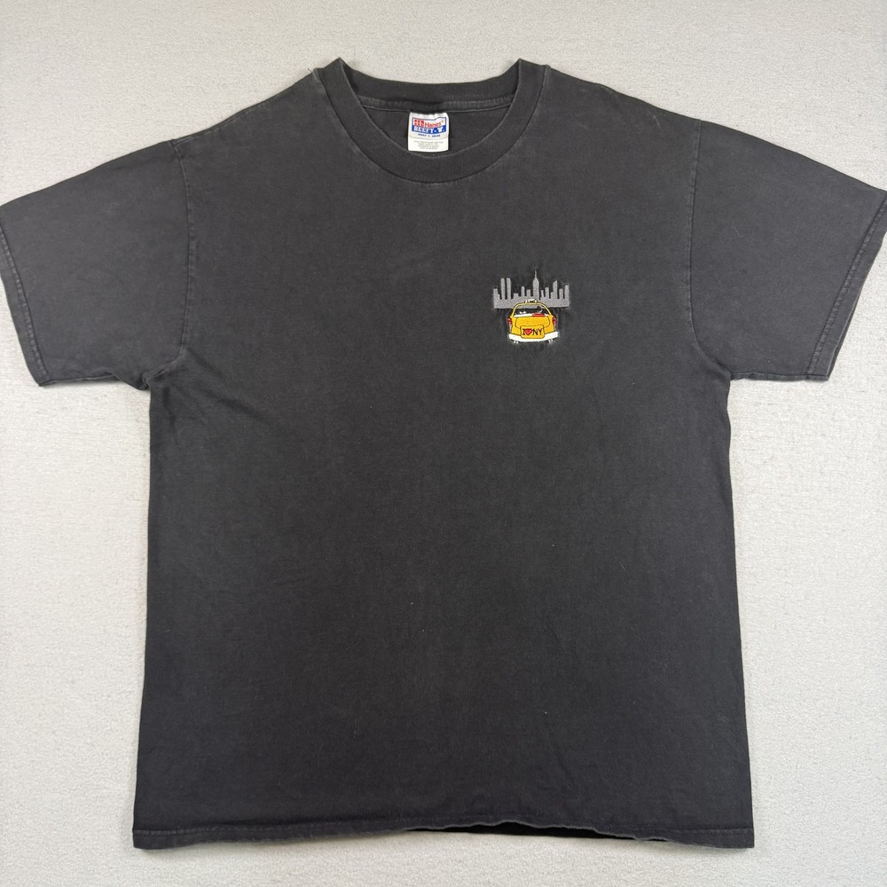 Hanes T-Shirt Men’s L Black 100% Cotton Vintage Y2K I Heart NY Embroidered