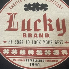 Lucky Brand Shirt Mens One Size Him 2XL Black Logo Graphic Look Your Best *Spots