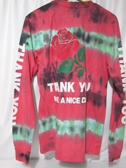 Chinatown Market THANK YOU Crewneck L/S T-Shirt Size Med Pink Green Tie Dye