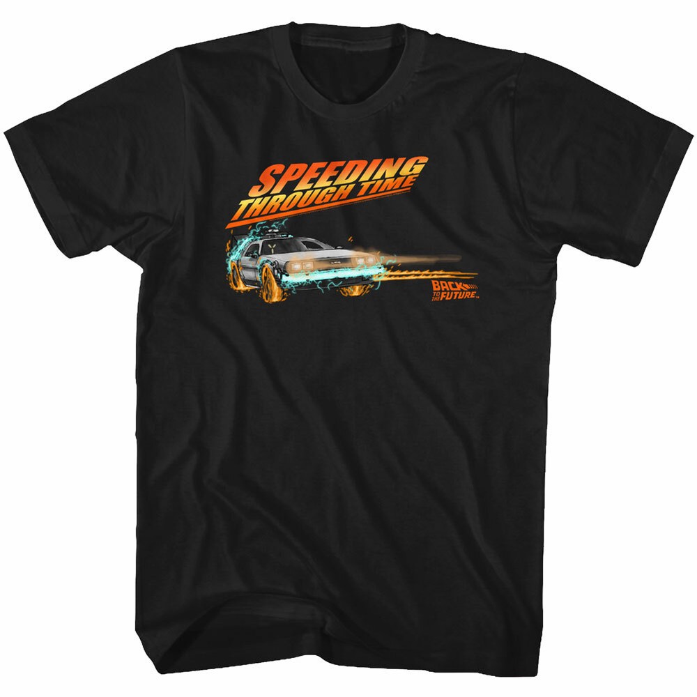 Back To The Future Movie DeLorean Speeding Through Time Teleport Men’s T Shirt