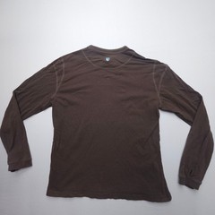Kuhl Kommando Crew Long Sleeve Shirt Mens Large Brown Organic Cotton Zip Pocket