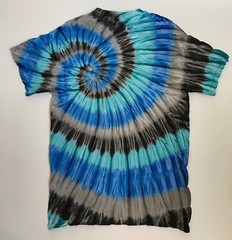 *New* 2XL – Sm Handmade Tie Dye, Carbon Blue Offset Spiral, Crew or V-Neck