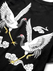 Niepce Men’s Crane and Waves Graphic Tee Japanese Streetwear T-Shirt