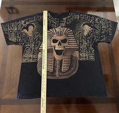 Vintage Liquid Blue Shirt Egyptian Skull Pharaoh Graphic Tee Black Mens Size XXL