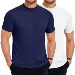Men’s Mock Turtleneck T-Shirts Short Sleeve Slim Fit Top Pullover Thermal Bas…