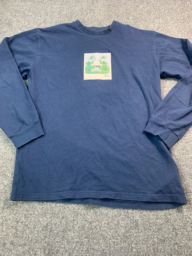 VANS Shirt Mens Medium Blue Long Sleeve Crew Neck Casual Graphic Print