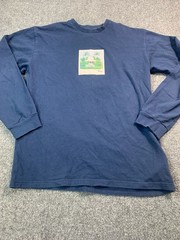 VANS Shirt Mens Medium Blue Long Sleeve Crew Neck Casual Graphic Print