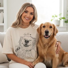 Custom Dog Portrait Photo Comfort Tee Personalized Pet Memorial Gift Shirt