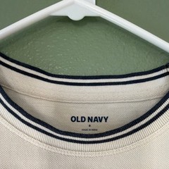 Old Navy Men Contrasting Trim Knit Short Sleeve Crew Neck T-Shirt White Size S