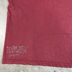 Ed Hardy T Shirt Mens Large Burgandy Y2K Grunge Sexy Lady Distressed Preowned
