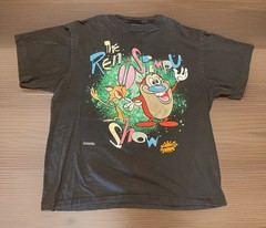 Vintage 1991 Ren & Stimpy Show T Shirt MTV Nicktoons Single Stitch Men XL Black