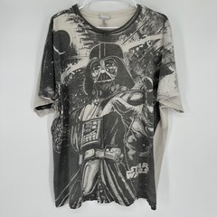 Vintage Star Wars Darth Vader Graphic T-Shirt Mens XL Cream Black All Over Print