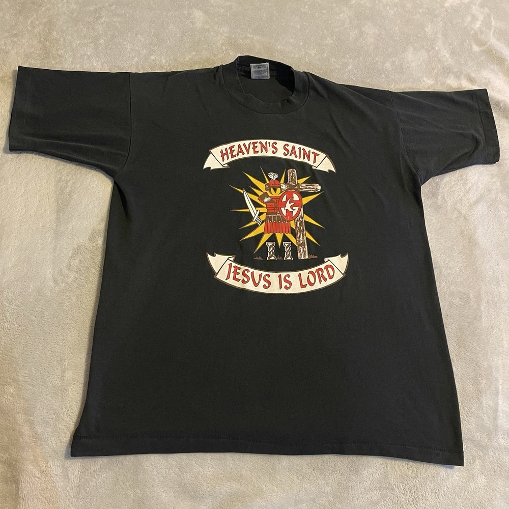 Vintage Shirt Men Large Black Streetwear Workout Crew Neck USA Made Casual Tee