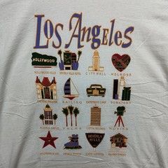 Vintage Hanes Heavyweight Los Angeles Tourist Sites White T-Shirt Tee Size Large