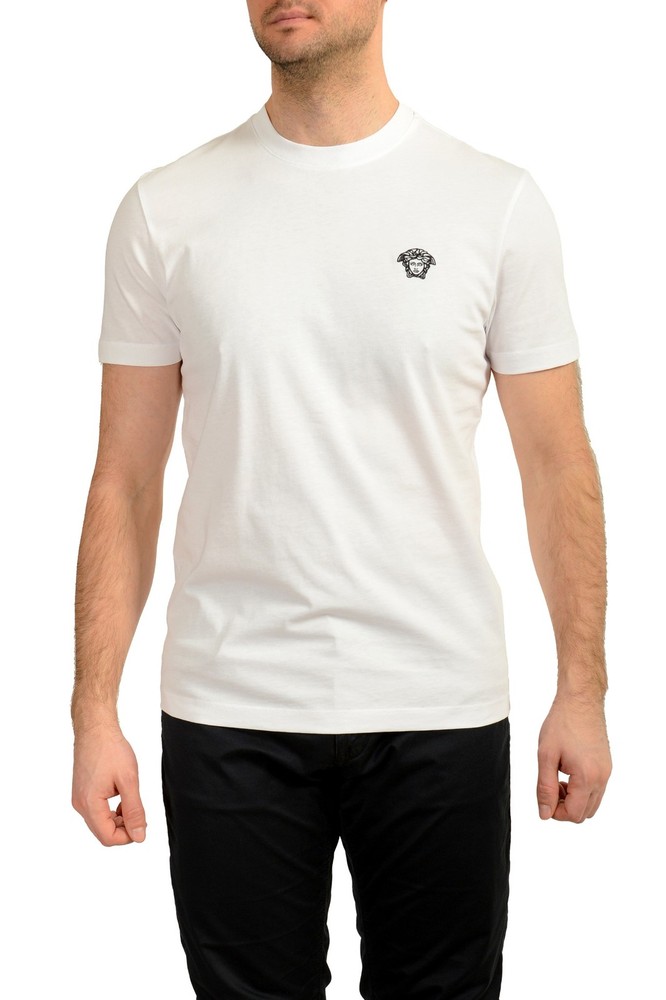 Versace Men’s White Black Medusa Embroidery Short Sleeve T-Shirt US XL IT 54