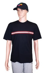 Bally 6233733 Men’s Black 100% Cotton Striped Logo T-Shirt MSRP $300