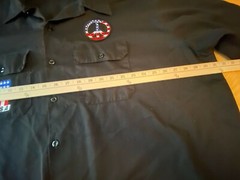 VTG DICKIES MENS SZ 4XL BUTTON UP WORK SHIRT USA PEACE SIGN PATCHES BLOKECORE