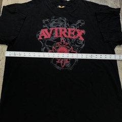 Vintage Avirex Y2K T Shirt Mens 2XL Black Silver Red Crest Gothic Style Cotton