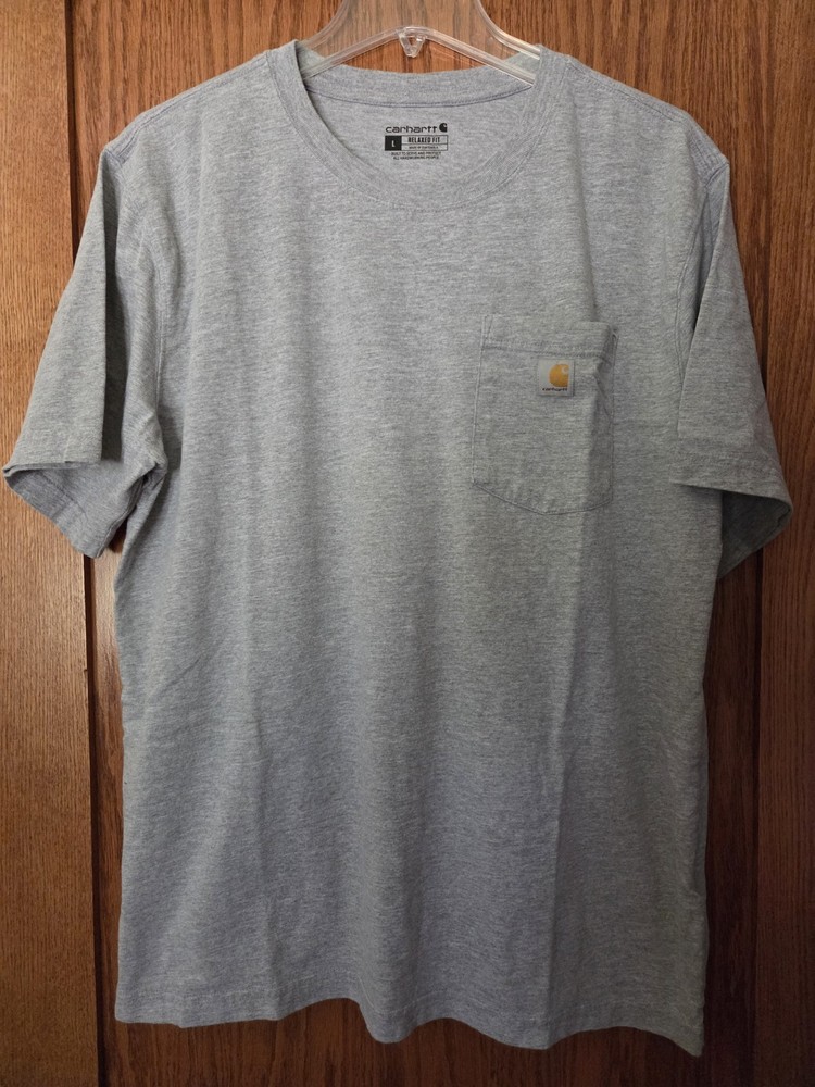 Carhartt Men’s Short Sleeve Relaxed Fit Pocket T-Shirt Gray Graphic Size L