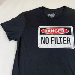 Tee Luv T-Shirt Mens Large Black Danger No Filter Graphic Short Sleeve Cotton
