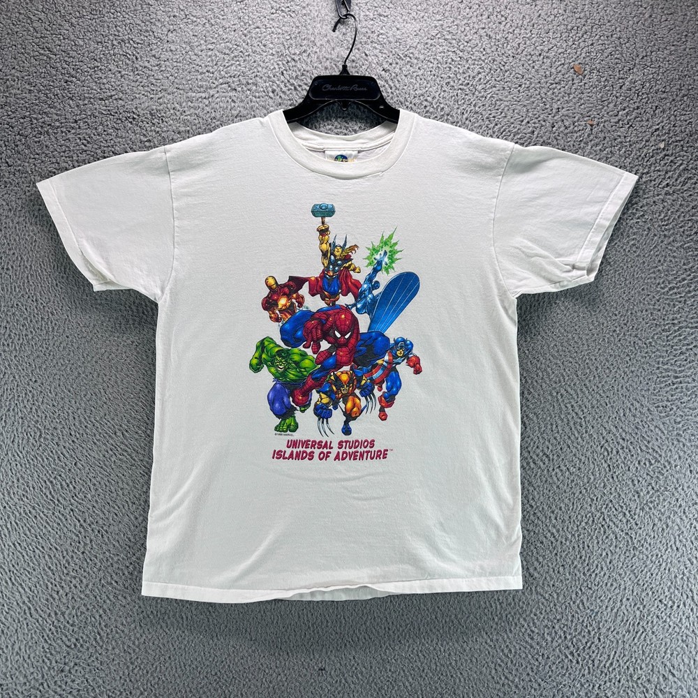 Vintage Marvel Avengers Shirt M Iron Man Hulk Spider Man SuperHero Tee 90s 1998