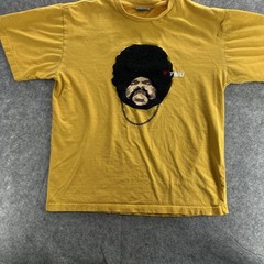 Vintage Club TMO Japan Shirt Mens Large Yellow Afro Graphic Two Tone Tee 90s