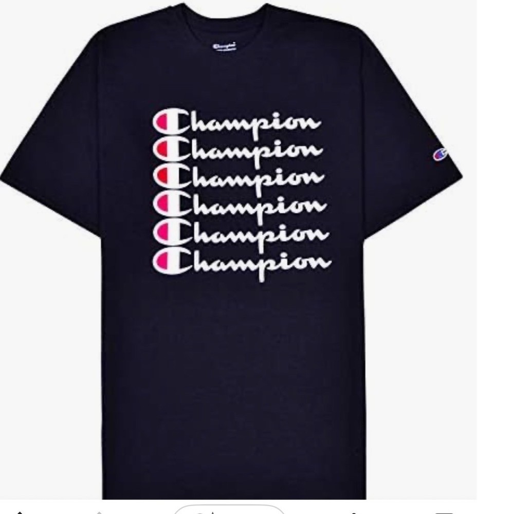 Champion Graphic T-Shirt Mens 4XL Navy Blue New Stacked Logo Big and Tall Tee
