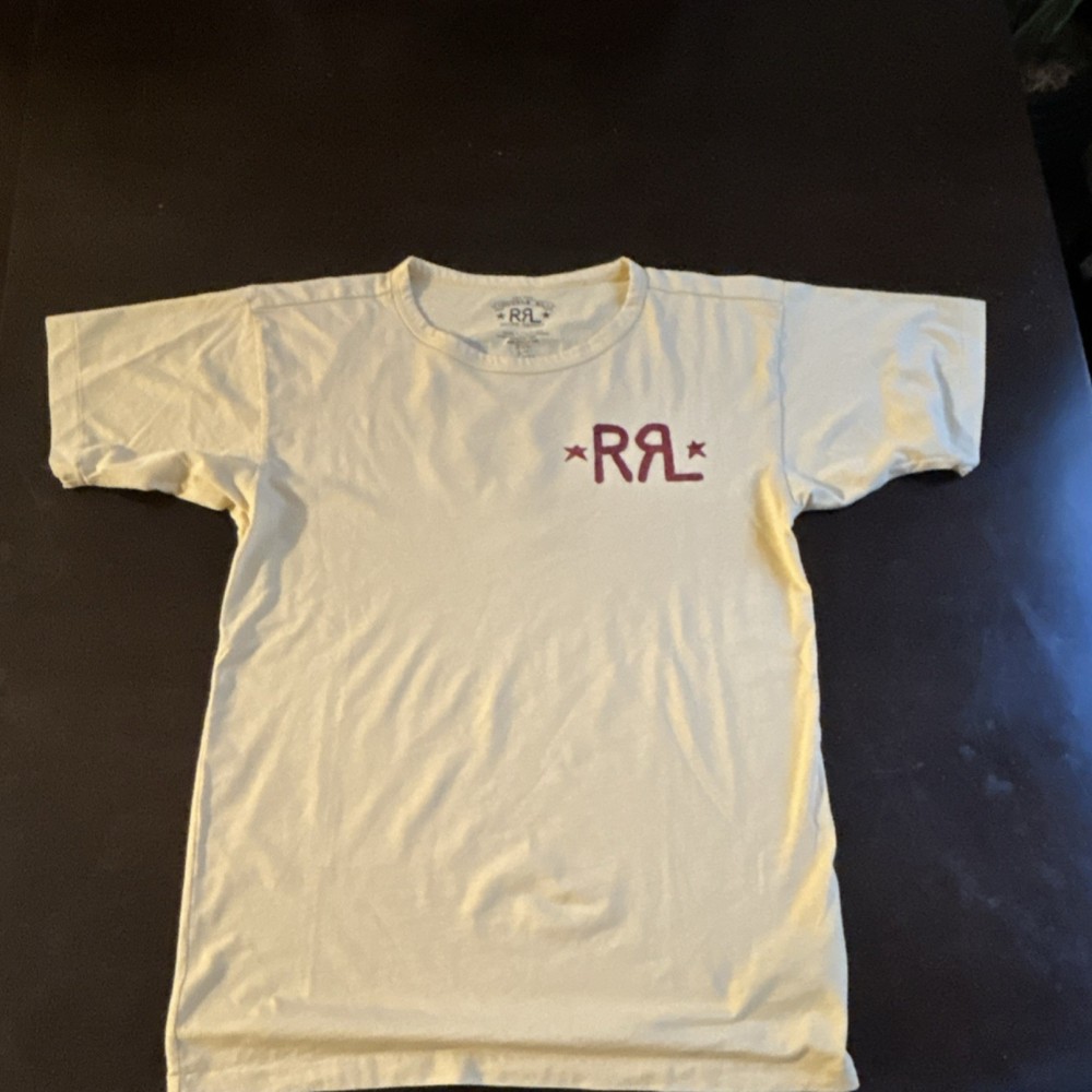 RRL Ralph Lauren Double RL Graphic Logo T-Shirt Beige Cotton Blend Men’s Size S