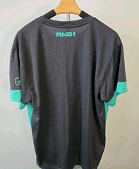AND1 T-Shirt Men’s Size L Black Green Classic Basketball Tee Colorblock