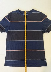 Murano Liquid Luxury Slim Fit Men’s Black & Blue Striped Short Sleeve T-shirt L