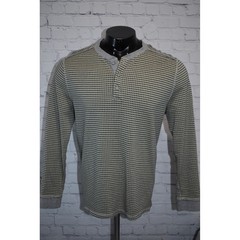 Carbon 2 Cobalt Henley Mens Large Gray Textured Long Sleeve Cotton Pullover