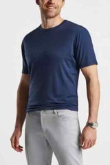 New PETER MILLAR EXCURSIONIST FLEX PERFORMANCE Navy 87%MERINO WOOL T-SHIRT TEE S