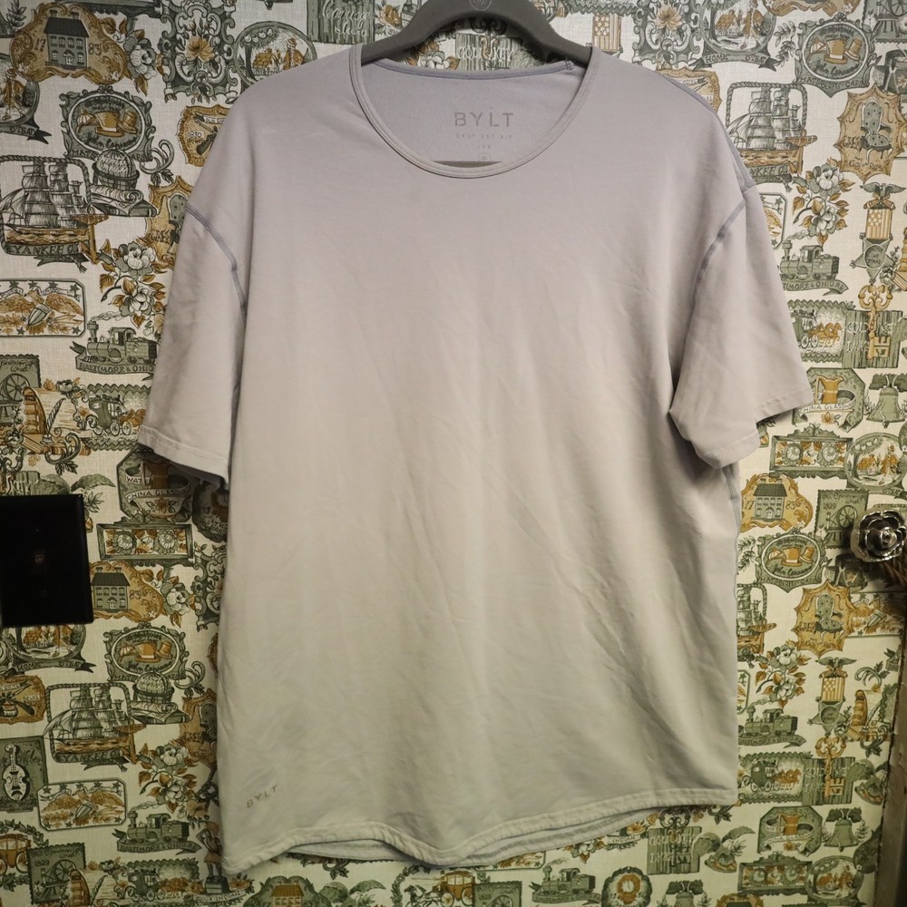 BYLT Men’s Drop Cut Lux SS T-Shirt Size XL Gray (Minor Stains) Basics Shirt