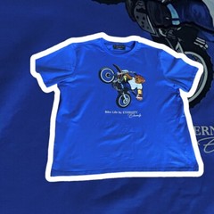 Men’s Eternity BC/AD Bike Life Rebel Bear Motocross Blue Street Wear T Shirt 3XL