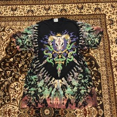 Rare Vintage 90s Liquid Blue Ian Bohorquez Cow Skull Snake Sword T Shirt XL