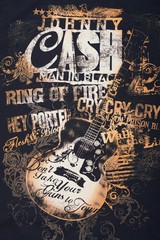 Johnny Cash T Shirt Official Song Titles Guitar Text Black New S M L XL XXL