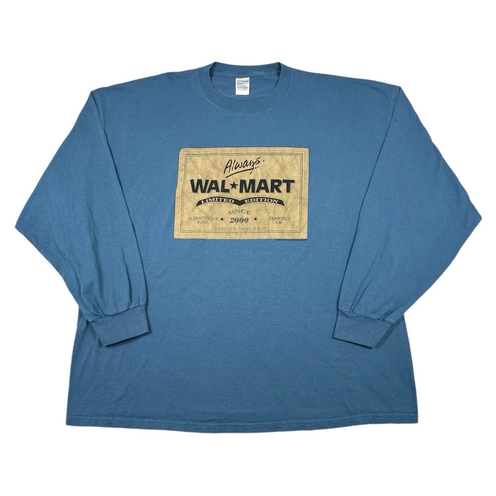 Vintage Walmart T Shirt Long Sleeve Supercenter Limited Edition Mens 3XL Blue