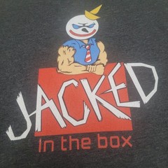 Funny Jacked In The Box Parody Med. Muscle Clown Gym T-Shirt Tagless