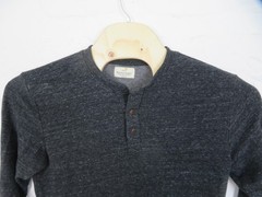Marine Layer Henley Shirt Mens Medium Gray Long Sleeve Soft Tri-Blend USA Made