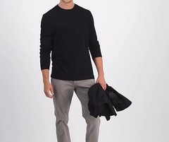 Alfani Alfatech Long Sleeve Crewneck T-Shirt Deep Black-2XL