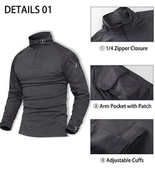 Men’s Tactical Army Military Training Rip-Stop Long Sleeve Casual Work T-Shirt