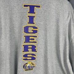 Vintage 90s Starter T Shirt LSU Tigers Mens 2XL XXL Gray Double Sided Graphic