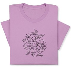 Peony Embroidered T-Shirt, Custom Color Floral Tee, Botanical Gift Shirt