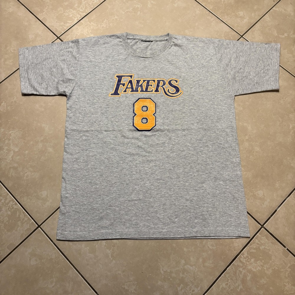 LA Fakers 8 Kobe Bryant Shirt Mens XL Gray Basketball Parody Sports NBA Spoofs